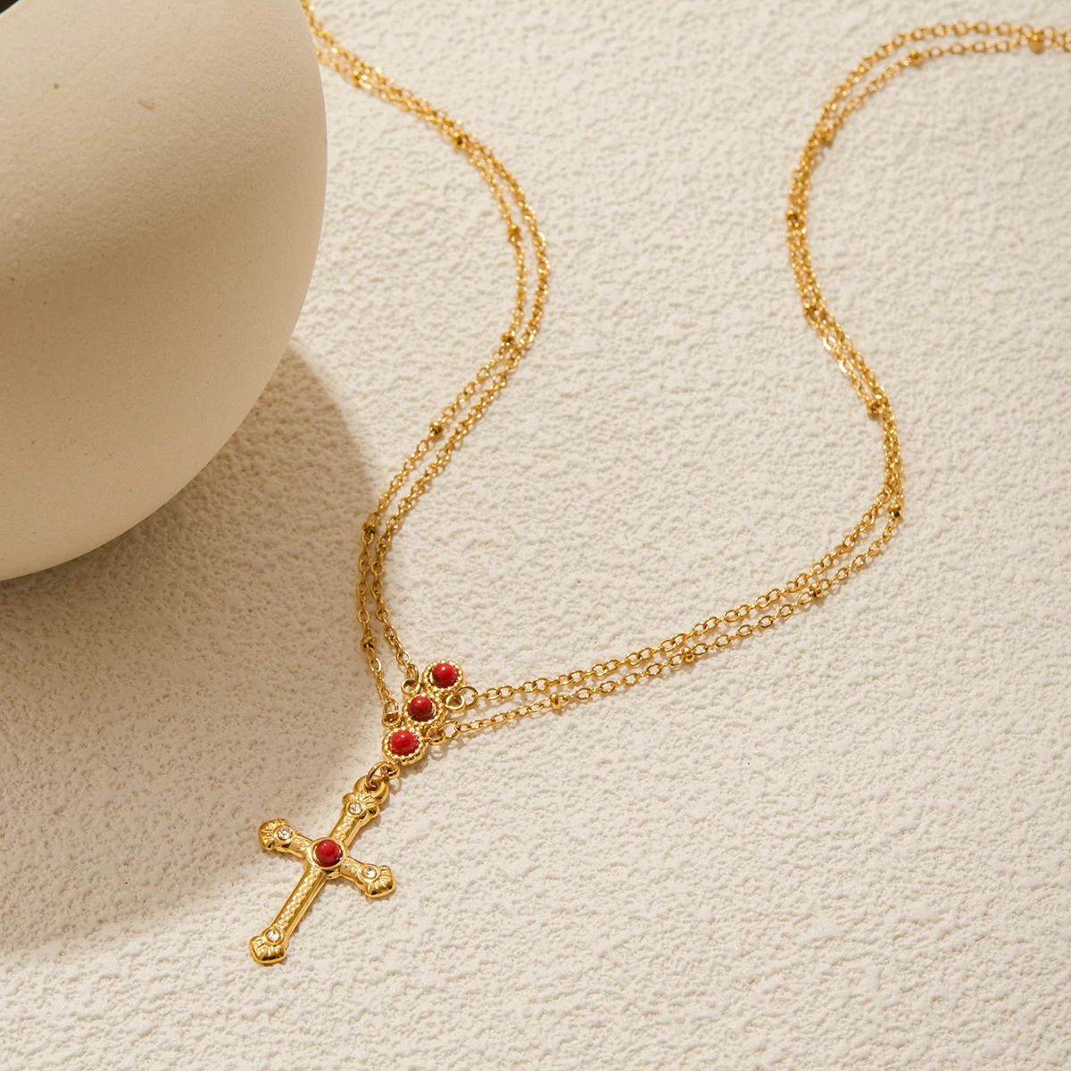 Elegant Gold Stainless Steel Cross Necklace 4 Elegant Gold Stainless Steel Cross Necklace - Image 4