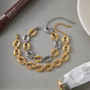 Two-Tone Stainless Steel Women's Chain Bracelet 12 S380657abddb54dc2a0c555b8d3fc5f751