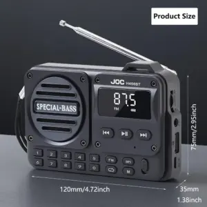 Portable Black FM Radio Bluetooth Speaker 14 S3820f5ce09df4d0f934e0600e205e33ca 1