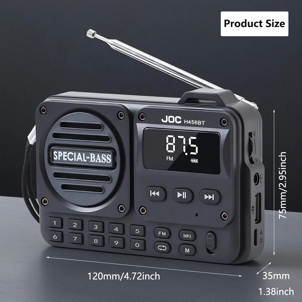 Portable Black FM Radio Bluetooth Speaker 6 Portable Black FM Radio Bluetooth Speaker - Image 6