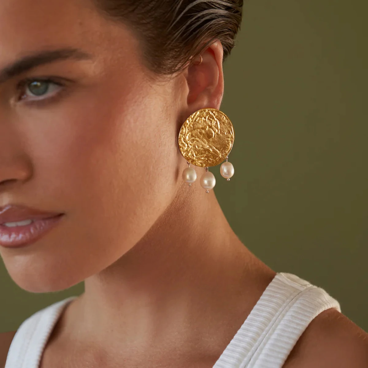 Vintage Stainless Steel Pearl Drop Earrings 2 Vintage Stainless Steel Pearl Drop Earrings - Image 2