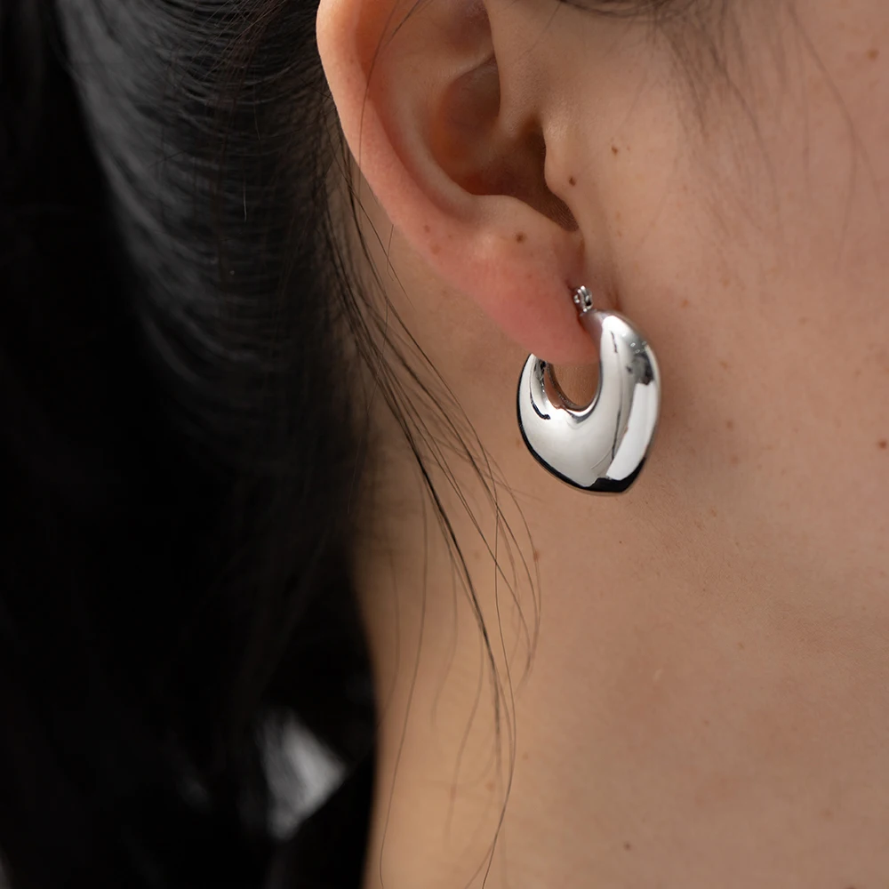 Stainless Steel Water Drop Hoop Earrings 5 Stainless Steel Water Drop Hoop Earrings - Image 5