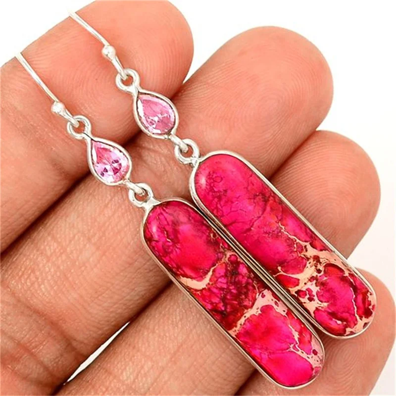 Pink Water Drop Earrings for Women 2 Pink Water Drop Earrings for Women - Image 2