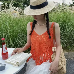 Vibrant Orange Knitted Summer Tank Top 9 S3883297dbdd64edaa858ebdfc631f2d2Z