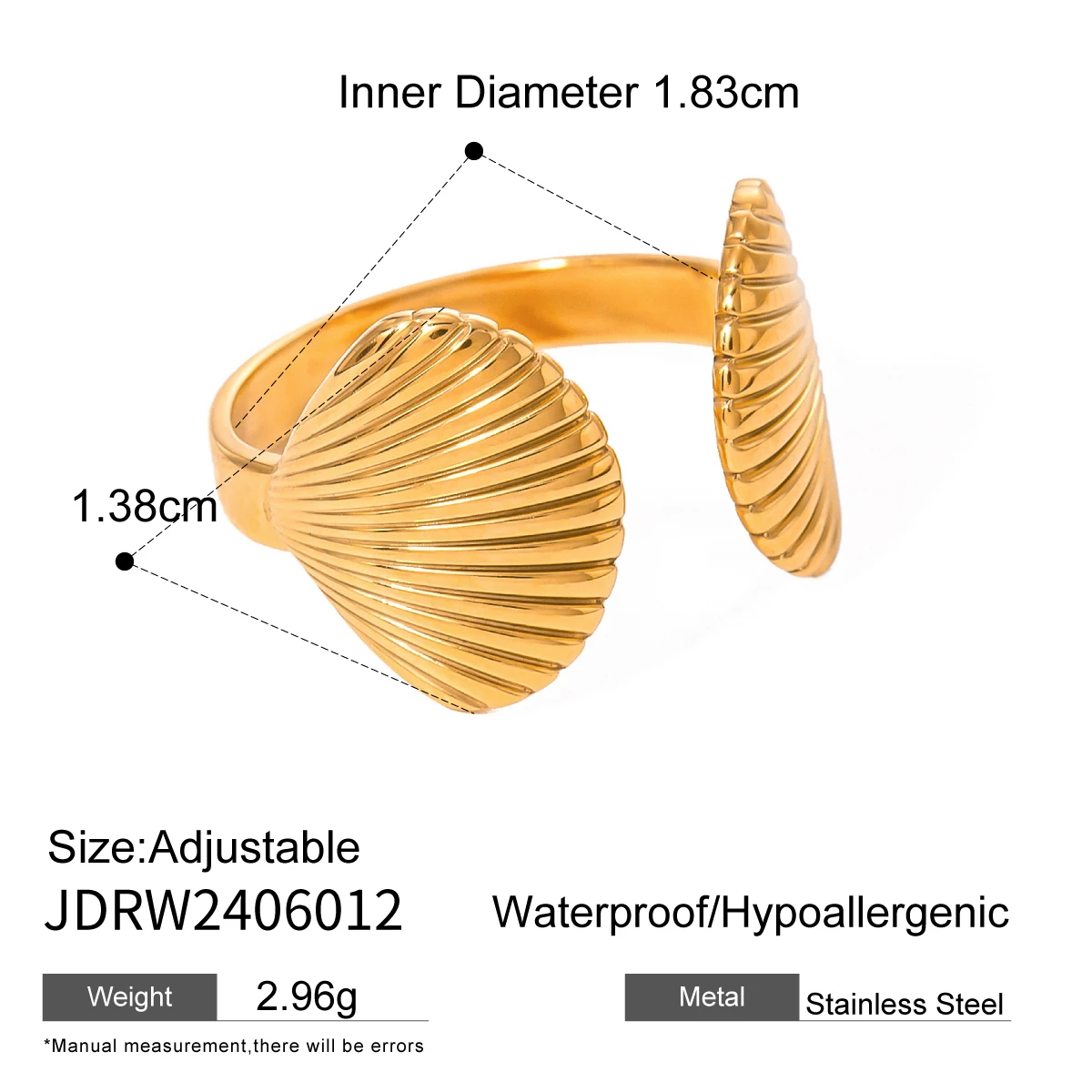 Gold Stainless Steel Open Ring Model JDRW2406012 6 Gold Stainless Steel Open Ring Model JDRW2406012 - Image 6