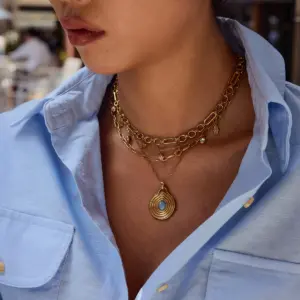 Stainless Steel Gold Pendant Necklace for Women 10 S38d336db20374132985f634124d4e6777