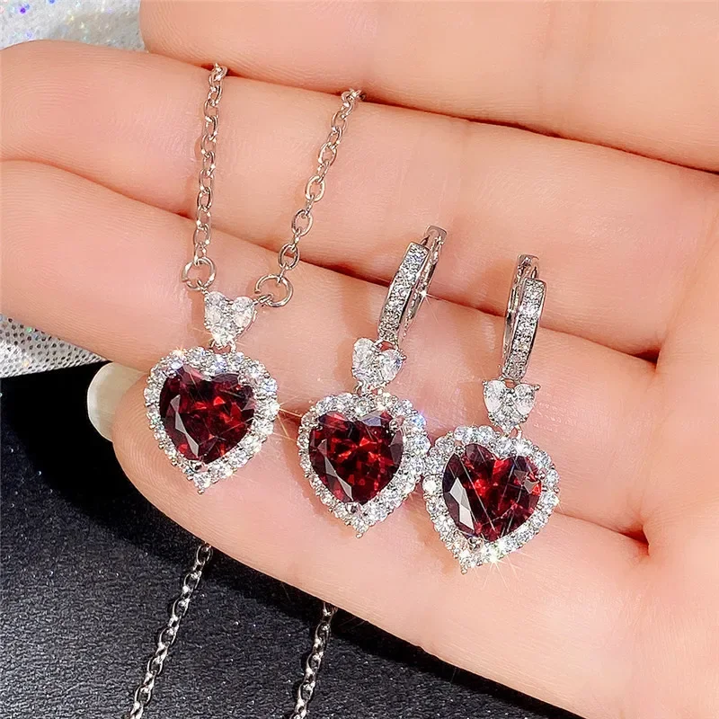 Heart-Shaped Jewelry Set with Cubic Zirconia 5 Heart-Shaped Jewelry Set with Cubic Zirconia - Image 5