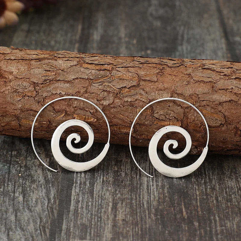 Vintage Silver Spiral Dangle Earrings 2 Vintage Silver Spiral Dangle Earrings - Image 2