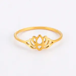 Gold Lotus Vintage Women's Ring 16 S38f25e0cb7d94cdc8f125218aaccb932Y