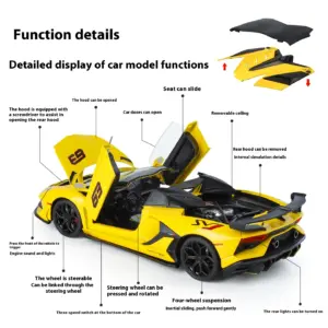 Yellow Lamborghini Aventador SVJ Diecast Model 15 S39650c30153b4b9791009c9198a65612S