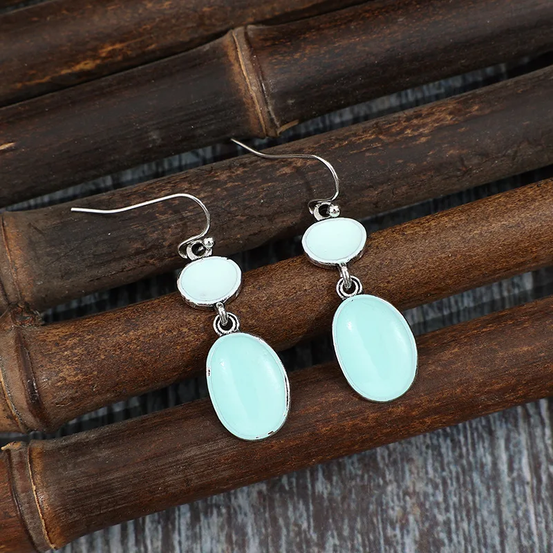 Vintage Silver Drop Earrings with Blue Patterns 2 Vintage Silver Drop Earrings with Blue Patterns - Image 2