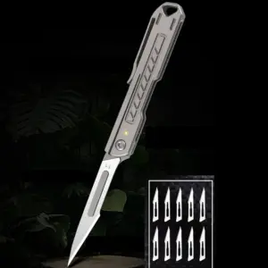 Titanium Alloy Mini Folding Scalpel with 10 Blades 17 S39a0756c0e774d91a3b37cf905e5085dP
