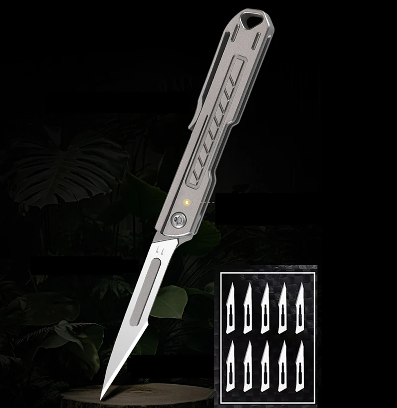 Titanium Alloy Mini Folding Scalpel with 10 Blades 9 Titanium Alloy Mini Folding Scalpel with 10 Blades - Image 9