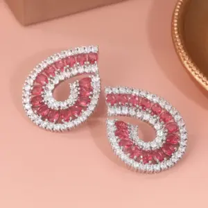 Elegant Silver Drop Earrings with Pink Cubic Zirconia 9 S39b6efce8e53478981fe5bad32ec6780X
