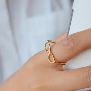 Gold Sunglasses-Shaped Stainless Steel Ring 8 S39e16255a0d54a48b3e4083b4b9c2241Y