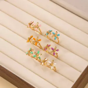 Colorful Floral Enamel Stainless Steel Ring 9 S39f37698c06340208da6c28940142bb7X