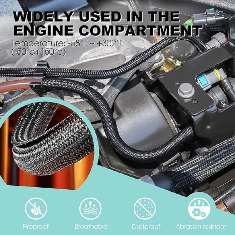 Black PET Nylon Braided Cable Sleeve 2m 3 Black PET Nylon Braided Cable Sleeve 2m - Image 3