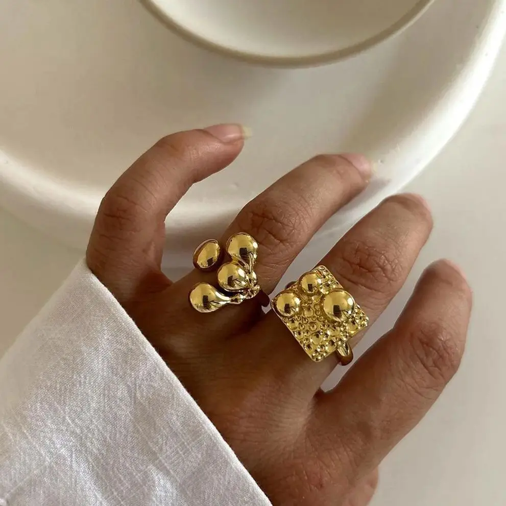 Gold Stainless Steel Open Ring for Women 2 Gold Stainless Steel Open Ring for Women - Image 2