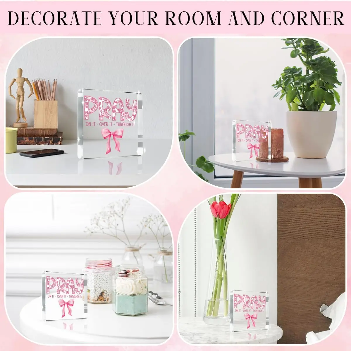 Pink Floral Pray Decor Plaque for Inspiration 5 Pink Floral Pray Decor Plaque for Inspiration - Image 5