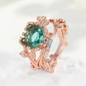 Vintage Rose Gold Cocktail Ring with Green Stone 5 S3a8e232f9ad24c1fa14bcf9fc16983a8P