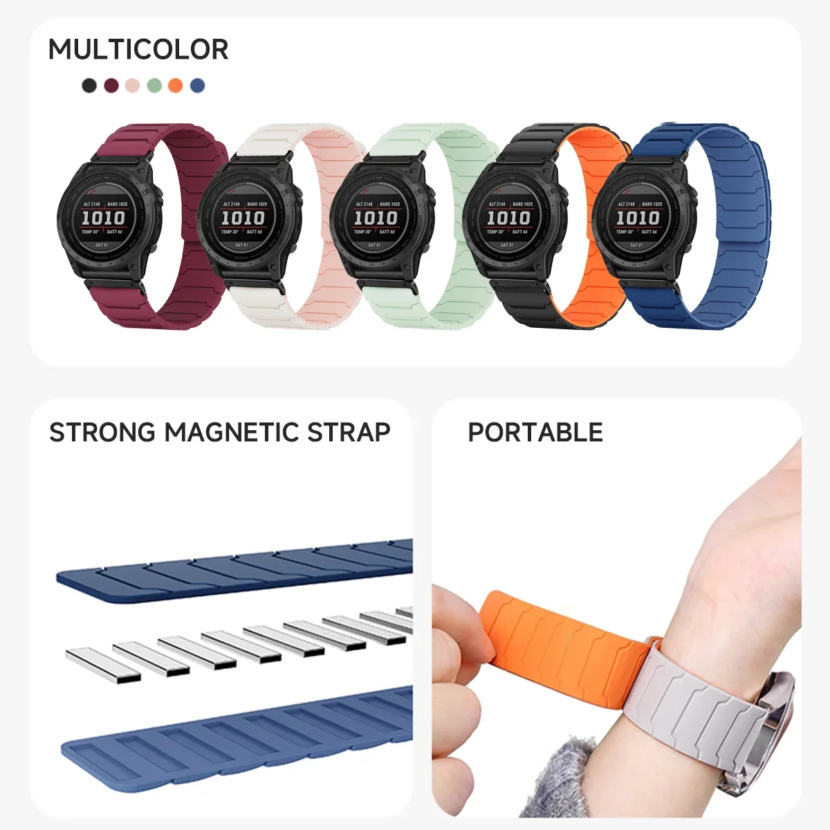 Magnetic Silicone Strap for Garmin Fenix 8 5 Magnetic Silicone Strap for Garmin Fenix 8 - Image 5