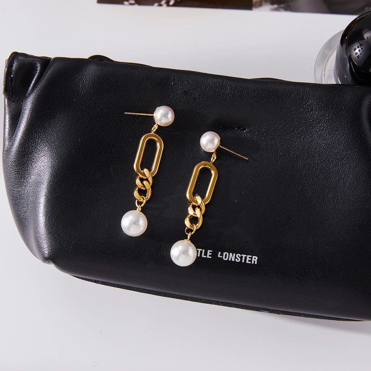 Stainless Steel Pearl Drop Earrings 6 Stainless Steel Pearl Drop Earrings - Image 6