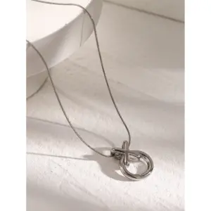 Stainless Steel Women's Circular Pendant Necklace 13 S3ac1c0578ddd46f69e44552923b16c462