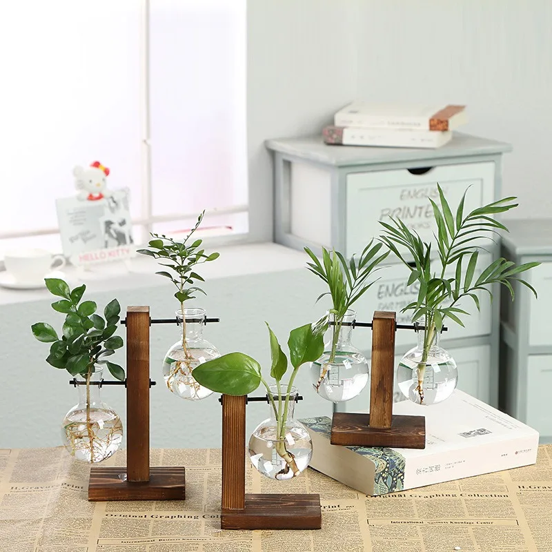 Modern Bamboo and Wood Tabletop Vase Model E123 1 Modern Bamboo and Wood Tabletop Vase Model E123