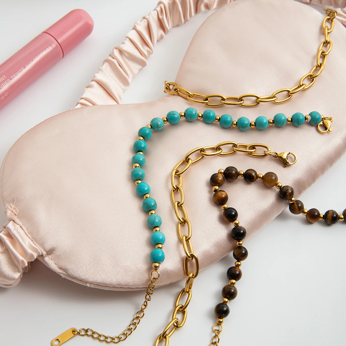 Gold Stainless Steel Women's Layered Bracelet 5 Gold Stainless Steel Women's Layered Bracelet - Image 5