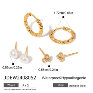 Stainless Steel Gold Earrings Set 13 S3b2882caa66f4346aaeedec6b0d94e4ev