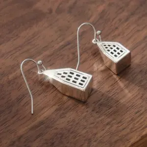 Vintage Silver House Drop Earrings 11 S3b5d46ecd4744df4bb1ed75fdd2178beX