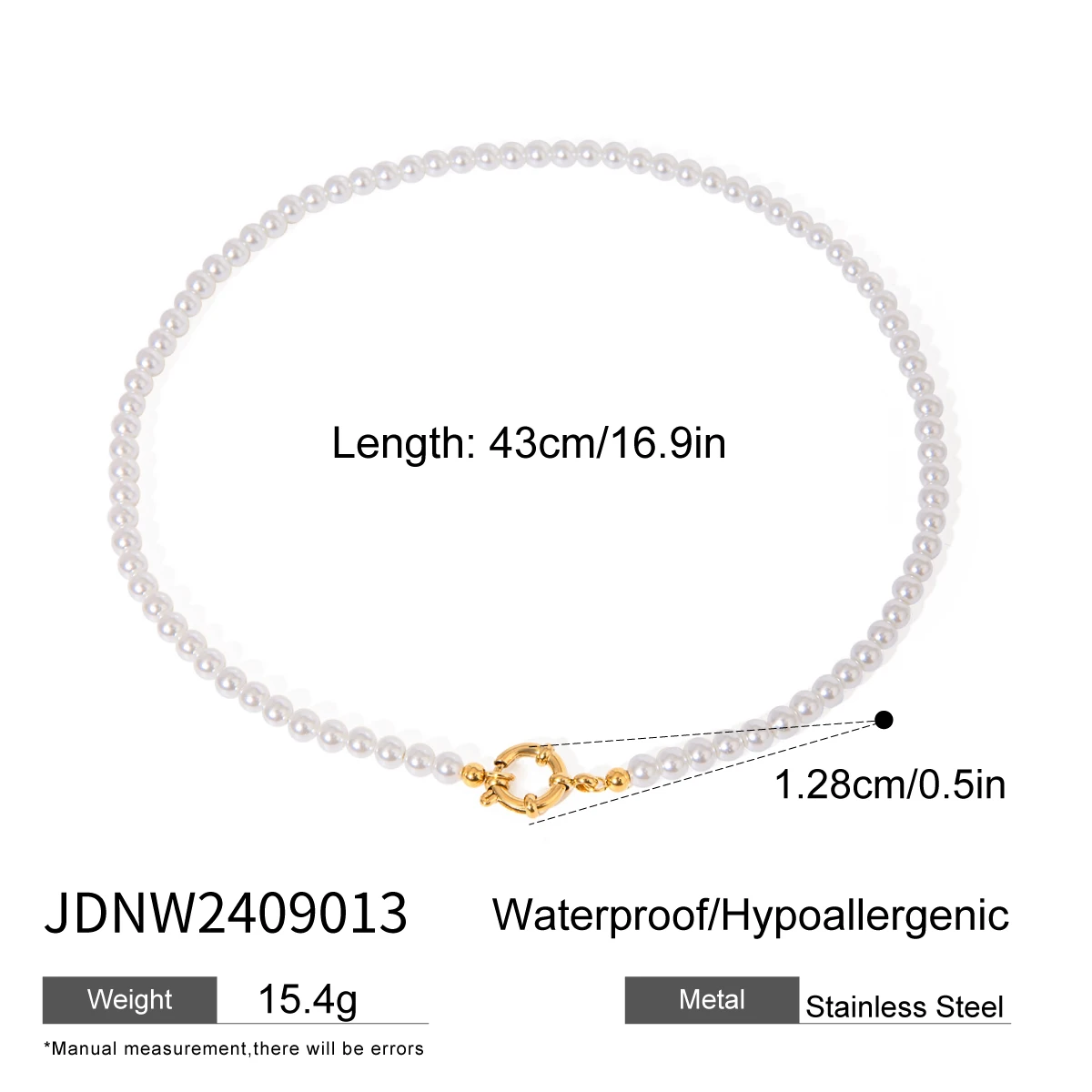Stainless Steel Pearl Necklace with Toggle Clasp 7 Stainless Steel Pearl Necklace with Toggle Clasp - Image 7