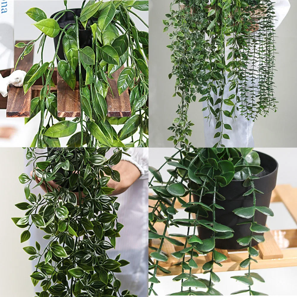 Artificial Eucalyptus Rattan Hanging Plant 50-85cm 6 Artificial Eucalyptus Rattan Hanging Plant 50-85cm - Image 6