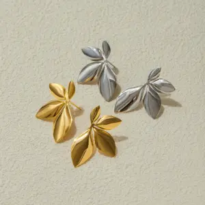 Stainless Steel Leaf Stud Earrings 11 S3bab38f750b54a459e1f00ab8463ea45g