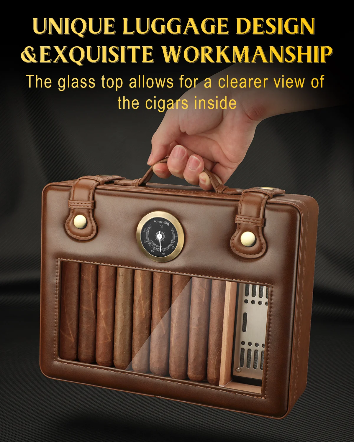 Stylish Travel Cigar Humidor with Glass Top 3 Stylish Travel Cigar Humidor with Glass Top - Image 3