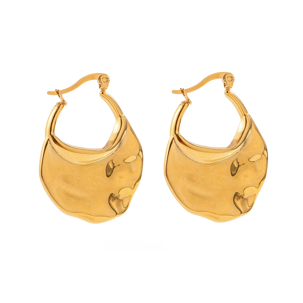 Gold Geometric Stainless Steel Hoop Earrings 7 Gold Geometric Stainless Steel Hoop Earrings - Image 7