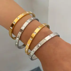 Elegant Stainless Steel Zircon Bracelets Set 9 S3bc4609126b34a6581f682bf86343069o