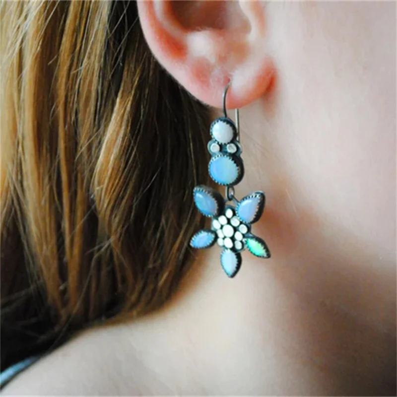 Vintage Blue Opalescent Waterdrop Earrings 4 Vintage Blue Opalescent Waterdrop Earrings - Image 4