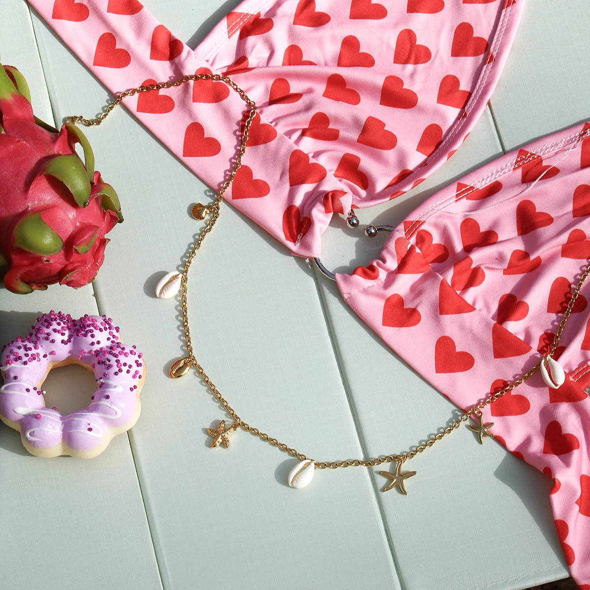 Gold-Toned Stainless Steel Waist Chain with Charms 3 Gold-Toned Stainless Steel Waist Chain with Charms - Image 3