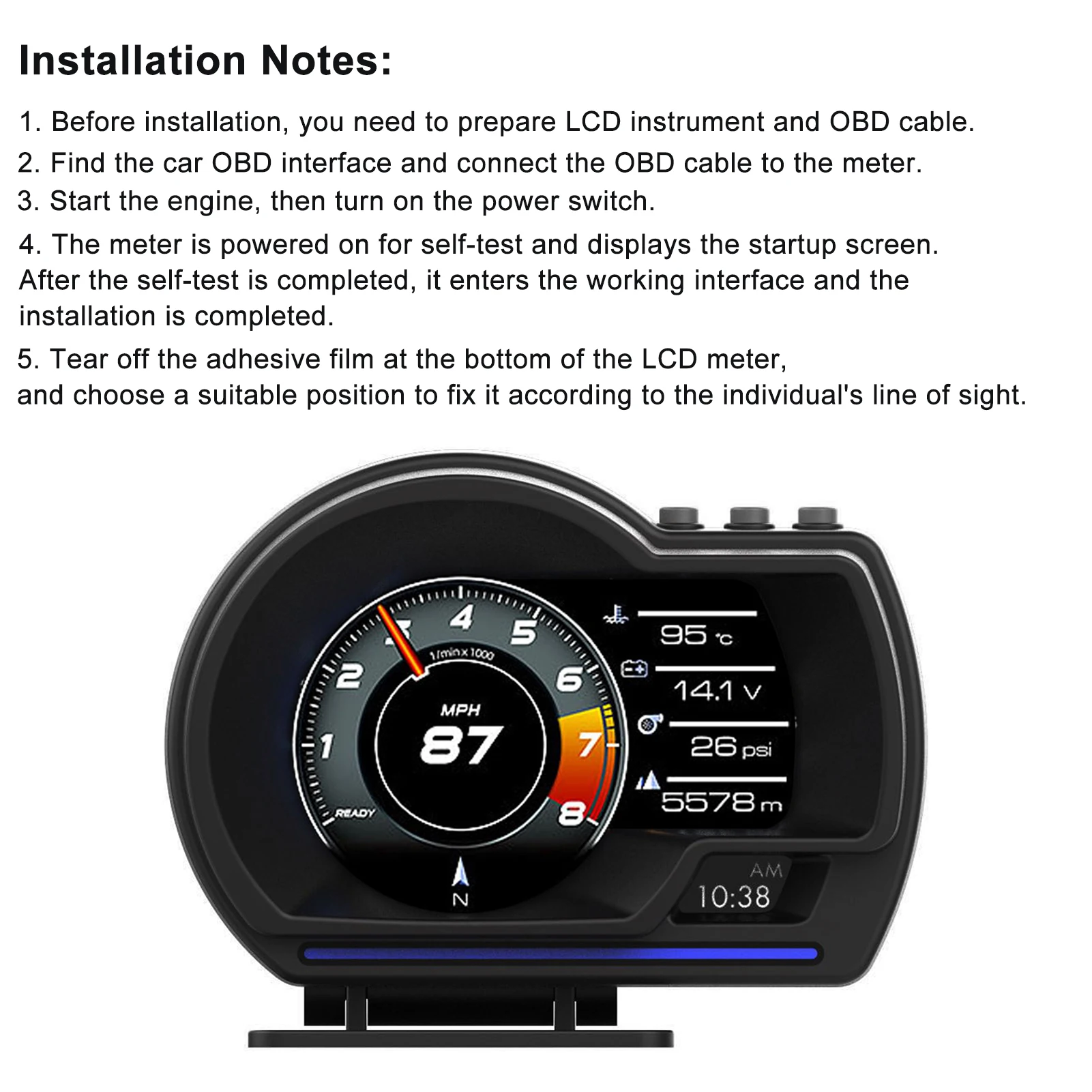 Digital Vehicle Head-Up Display with OBD2 & GPS 6 Digital Vehicle Head-Up Display with OBD2 & GPS - Image 6