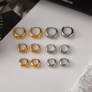 Gold Stainless Steel Hoop Earrings 20mm-15mm