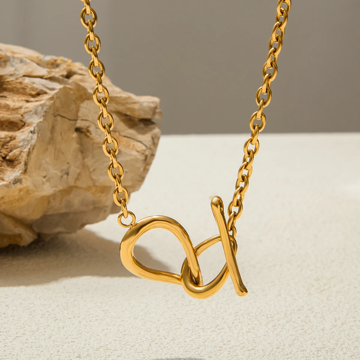 Elegant Stainless Steel Gold-Color Heart Necklace 5 Elegant Stainless Steel Gold-Color Heart Necklace - Image 5