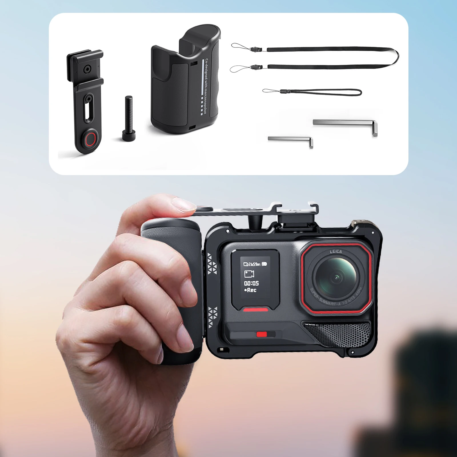 Black Action Camera Grip Kit for GoPro & More 3 Black Action Camera Grip Kit for GoPro & More - Image 3
