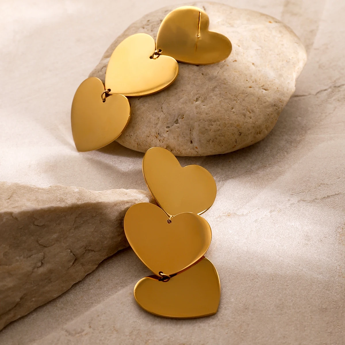 Gold Stainless Steel Geometric Star Earrings 5 Gold Stainless Steel Geometric Star Earrings - Image 5