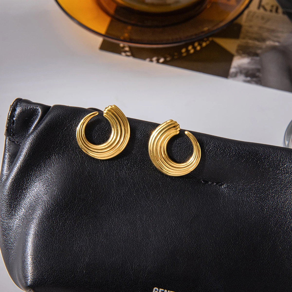 Stainless Steel Geometric Hoop Earrings 4 Stainless Steel Geometric Hoop Earrings - Image 4