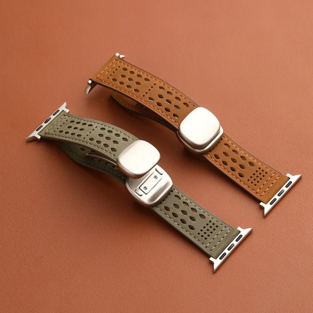 Breathable Leather Strap for Apple Watch Models 4 Breathable Leather Strap for Apple Watch Models - Image 4
