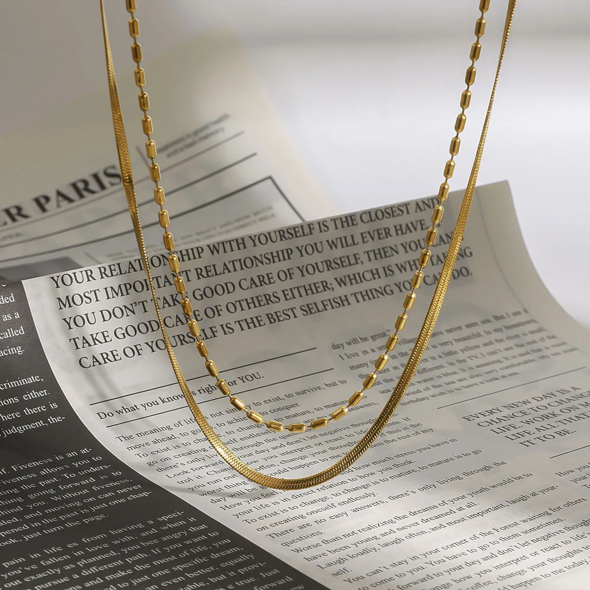 Stainless Steel Double-Layer Gold Necklace 5 Stainless Steel Double-Layer Gold Necklace - Image 5