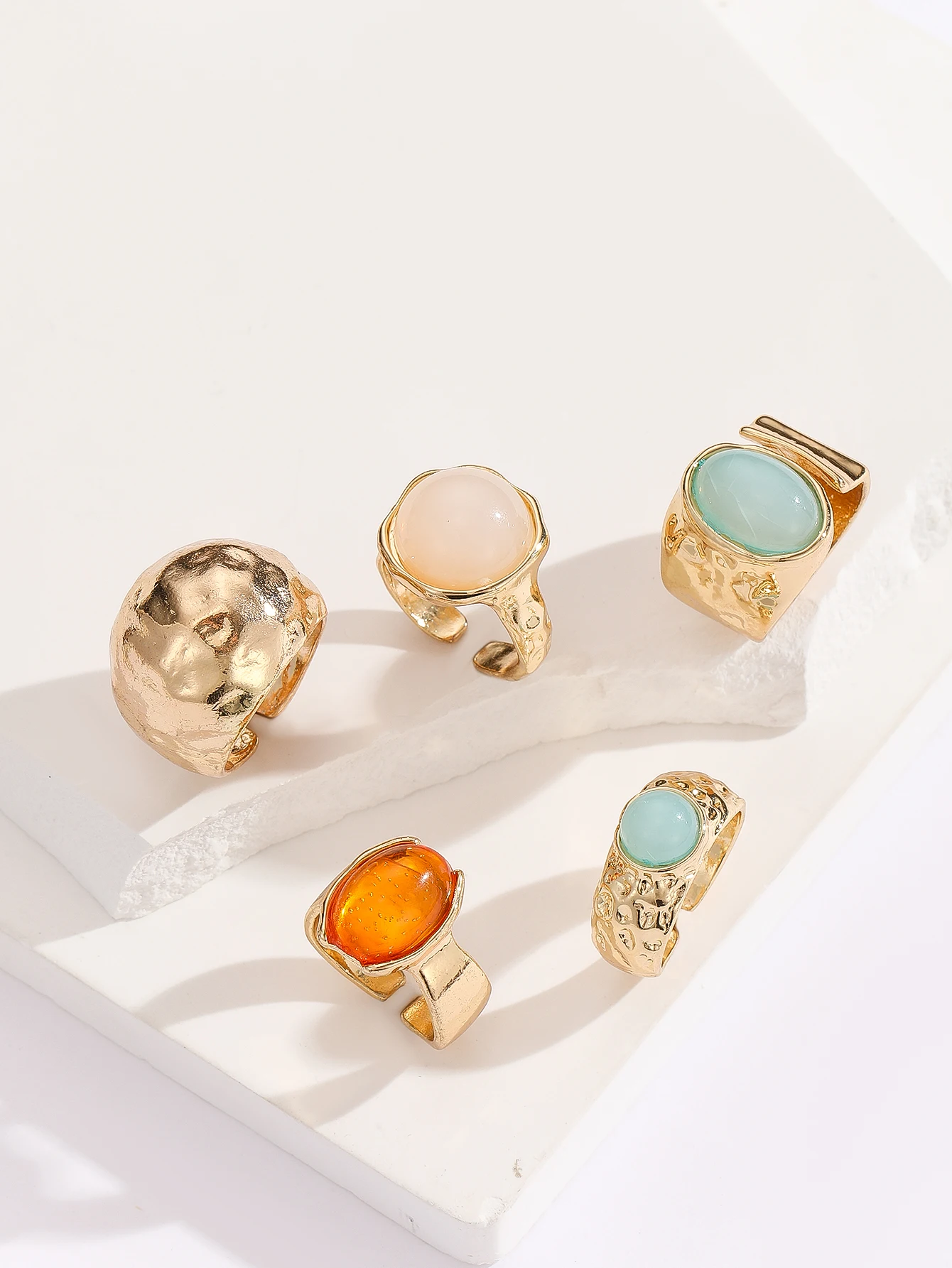 Luxury Acrylic Stone Fashion Rings Set for Women 6 Luxury Acrylic Stone Fashion Rings Set for Women - Image 6