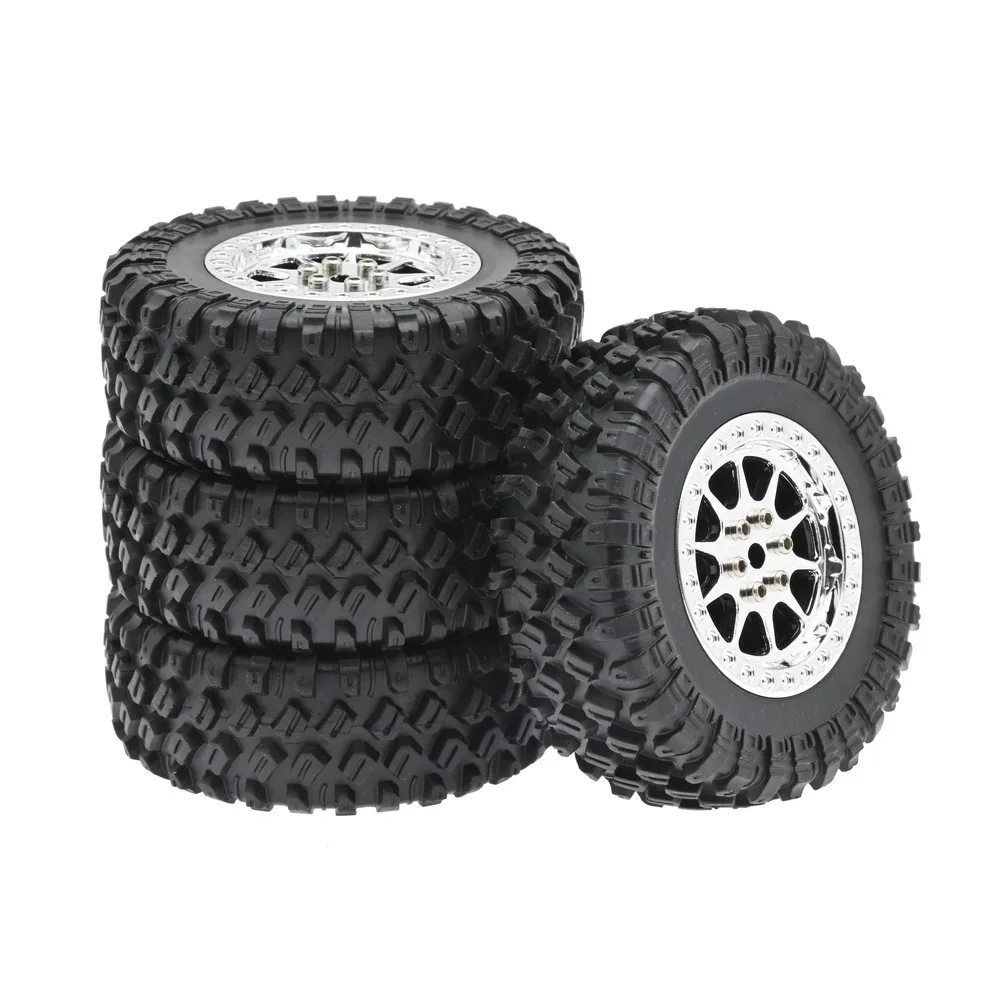 RC Off-Road Tire Set with Silver Wheels 2 RC Off-Road Tire Set with Silver Wheels - Image 2