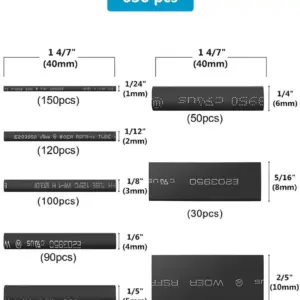 Black Heat Shrink Tubing Set, 8 Sizes, 650 pcs 7 S3ee2827b3ac048399f387d8640e3d428b